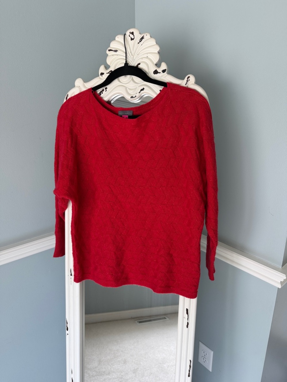 Vince Camuto Women’s Bright Red Cable Crew Sweater